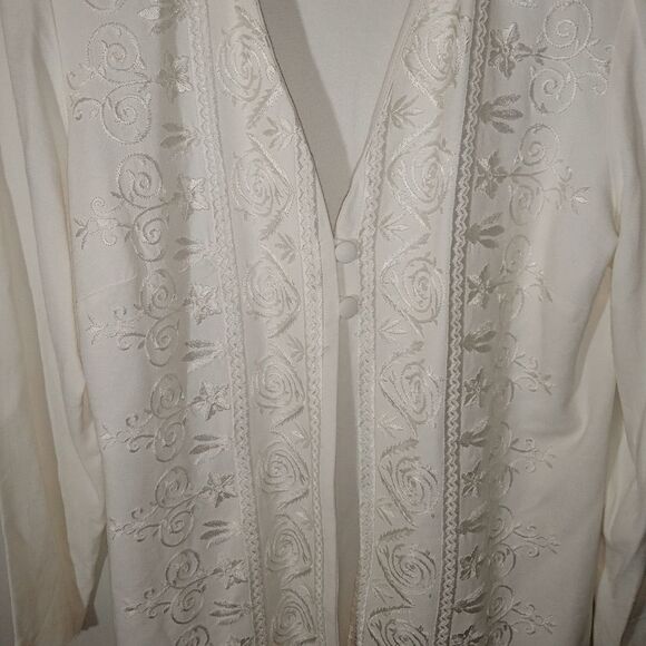 Vintage K Studio Cream 2 Button Open Embroidered Formal Jacket Size 14 - Picture 5 of 7